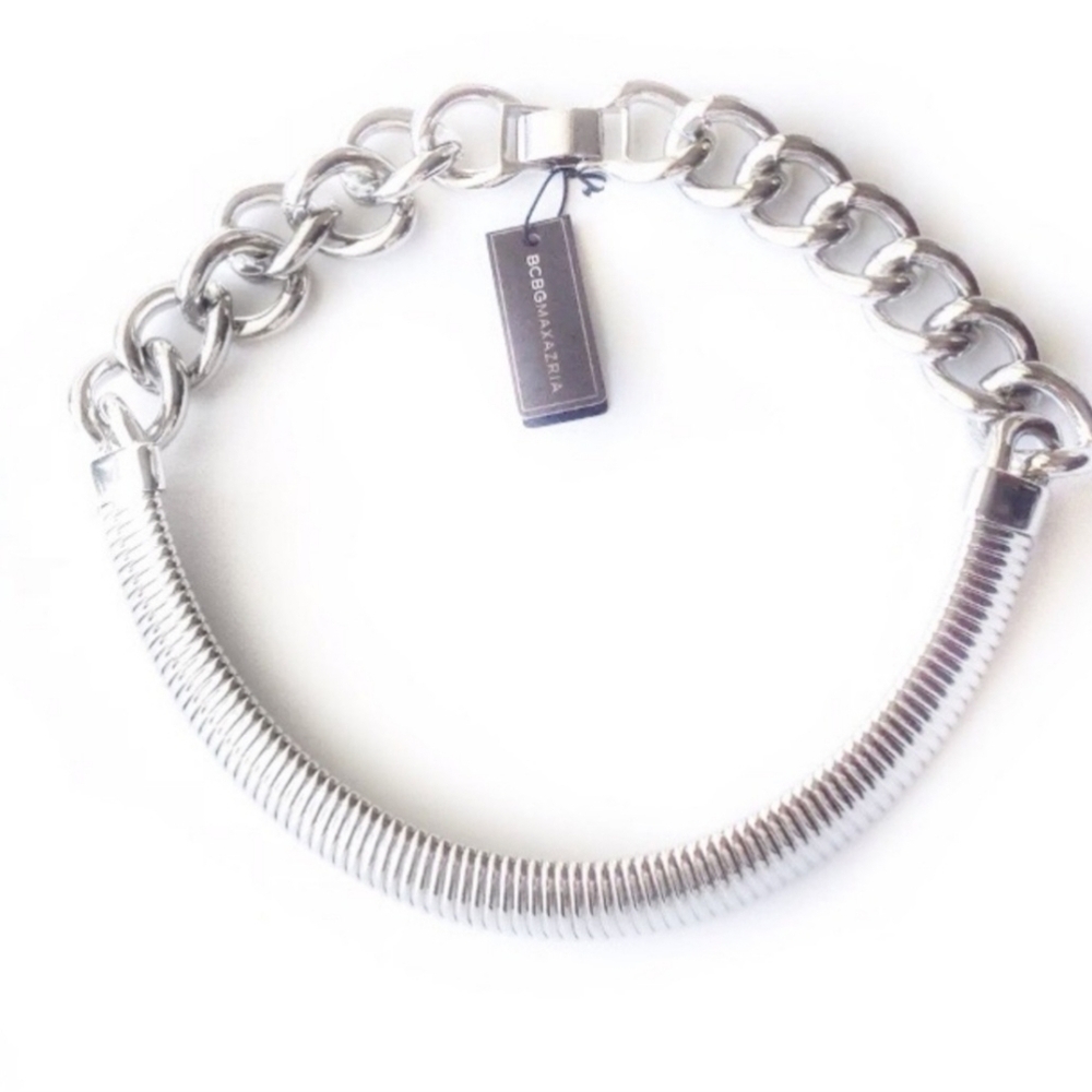 BCBGMAXAZRIA Silver Gaspipe Large Industrial Chain Link Necklace - Picture 10 of 16